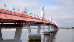 BLAGOVESHCHENSK, RUSSIA - JUNE 10, 2022: A view of the first Russia-China bridge across the Amur River at the Kani-Kurgan-Heihe crossing point on the Russian-Chinese border. Construction of the bridge began in 2016 and was financed by non-government sources. Russia and China each built their half of the 1,080-meter-long bridge. The total length of the bridge crossing is 20km  (Credit Image: © Amur Region Government/TASS via ZUMA Press)