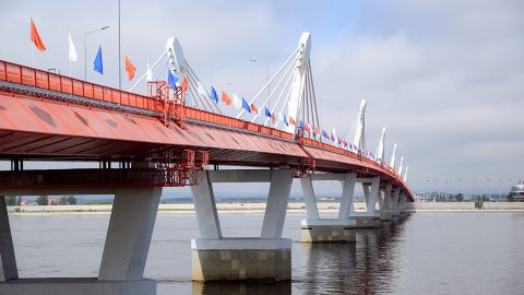 The first Russia-China highway bridge across the Amur River opened for freight traffic last week.