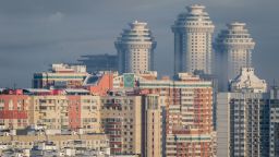 MOSCOW, RUSSIA - 2021/01/18: Apartment blocks representing various architectural styles and ranging in residents wealth and comfort level, located in the West part of Moscow. (Photo by Leonid Faerberg/SOPA Images/LightRocket via Getty Images)