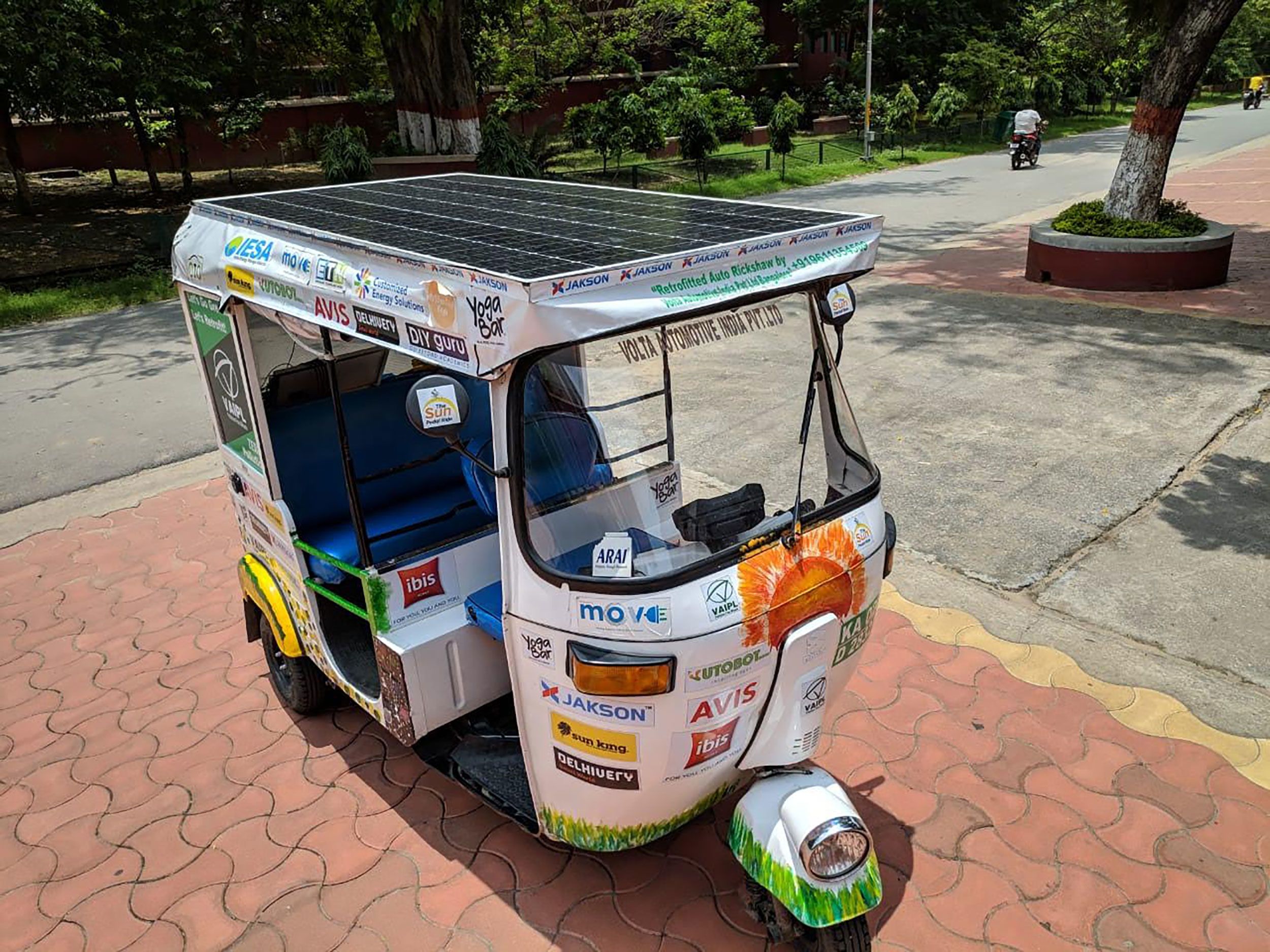 <strong>City solar:</strong> While Reddy's annual adventures are usually done on two wheels, in 2019, he created a solar-powered tuk-tuk to complete the 6,000 kilometer (3,728 mile) "Golden Quadrilateral" route in India between Mumbai, Delhi, Kolkata and Chennai. Tuk-tuks are a hugely popular mode of transport in urban India, and Reddy hoped the retrofitted electric tuk-tuk, <a href="index.php?page=&url=https%3A%2F%2Fthesunpedalride.com%2F2021%2F04%2F16%2Fthe-sunpedal-ride-india-2019-on-a-solar-electric-tuk-tuk%2F" target="_blank" target="_blank">which was partially powered by solar panels</a>, would show different ways to decarbonize public transport.