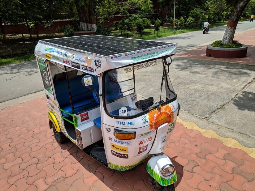 <strong>City solar:</strong> While Reddy's annual adventures are usually done on two wheels, in 2019, he created a solar-powered tuk-tuk to complete the 6,000 kilometer (3,728 mile) "Golden Quadrilateral" route in India between Mumbai, Delhi, Kolkata and Chennai. Tuk-tuks are a hugely popular mode of transport in urban India, and Reddy hoped the retrofitted electric tuk-tuk, <a href="https://thesunpedalride.com/2021/04/16/the-sunpedal-ride-india-2019-on-a-solar-electric-tuk-tuk/" target="_blank" target="_blank">which was partially powered by solar panels</a>, would show different ways to decarbonize public transport.