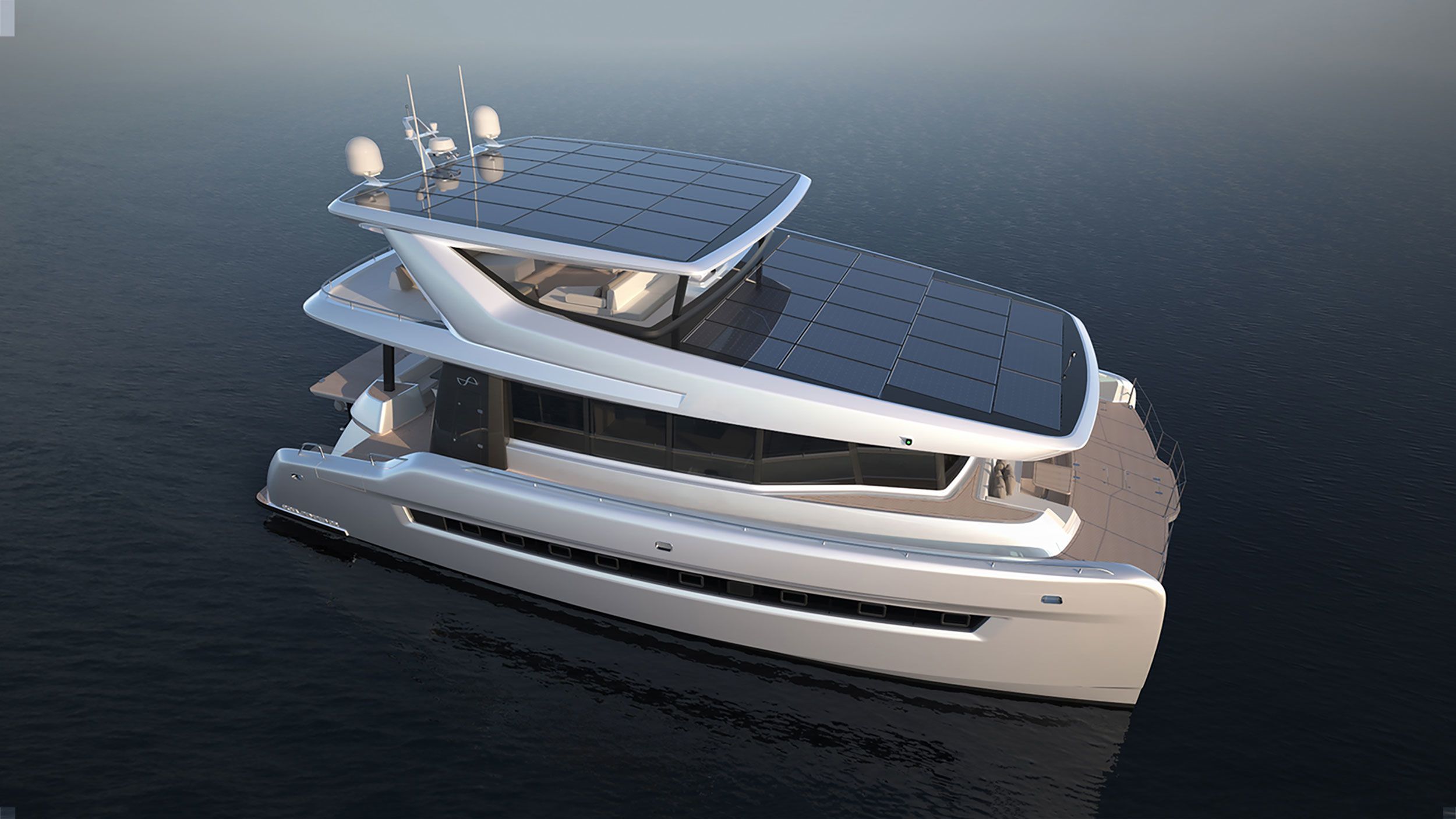<strong>Plain sailing:</strong> It's not just road transport getting fully on board with low-impact mobility. <a href="index.php?page=&url=https%3A%2F%2Fsoelyachts.com%2F" target="_blank" target="_blank">Soel Yacht's</a> solar-powered vessels offer a greener way to travel the seas. Its latest model, Soel Senses 62, pictured in this render, has 44 solar panels fixed to the roof, generating all the power this yacht needs to cruise around the coast.