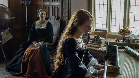 Alicia von Rittberg (right) in the title role and Alexandra Gilbreath (left) as Kat Ashley star in "Becoming Elizabeth."