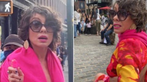 The NYPD released photos of a woman wanted for allegedly pepper-spraying four people and making anti-Asian remarks in the Meatpacking District.