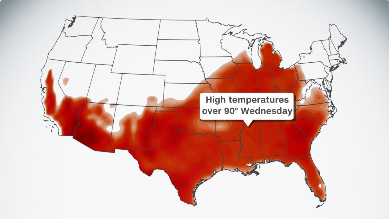 Temperatures across much of the US are expected to remain higher-than-normal Wednesday, according to forecasts