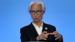 FILE PHOTO: President of European Central Bank Christine Lagarde addresses a news conference following the meeting of the Governing Council's monetary in Frankfurt, Germany March 10, 2022. Daniel Roland/Pool via REUTERS/File Photo