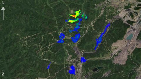An image from GHGSat shows the methane leak in Russia.