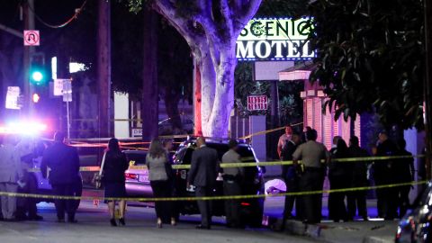 Shooting scene in El Monte, California, where two police officers were killed. 