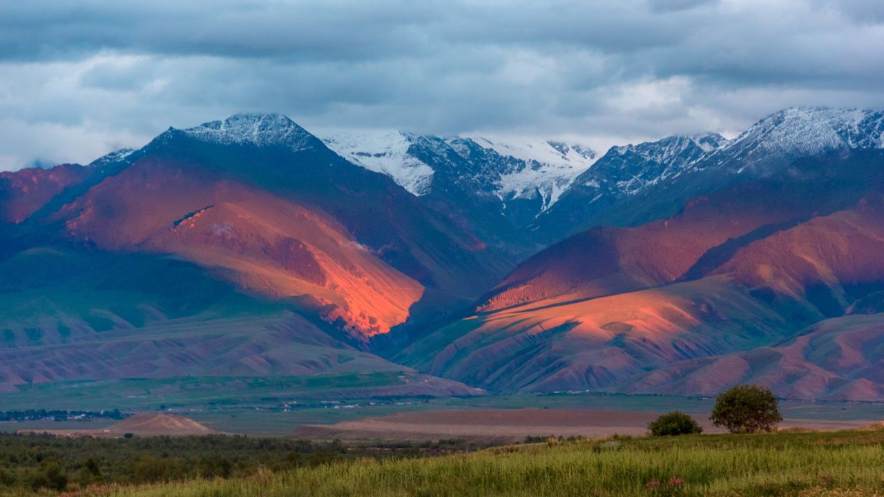 A view of the Tian Shan mountains in Kyrgyzstan, where scientists have identified the origins of the plague outbreak that caused the Black Death in the Middle Ages, is shown.
