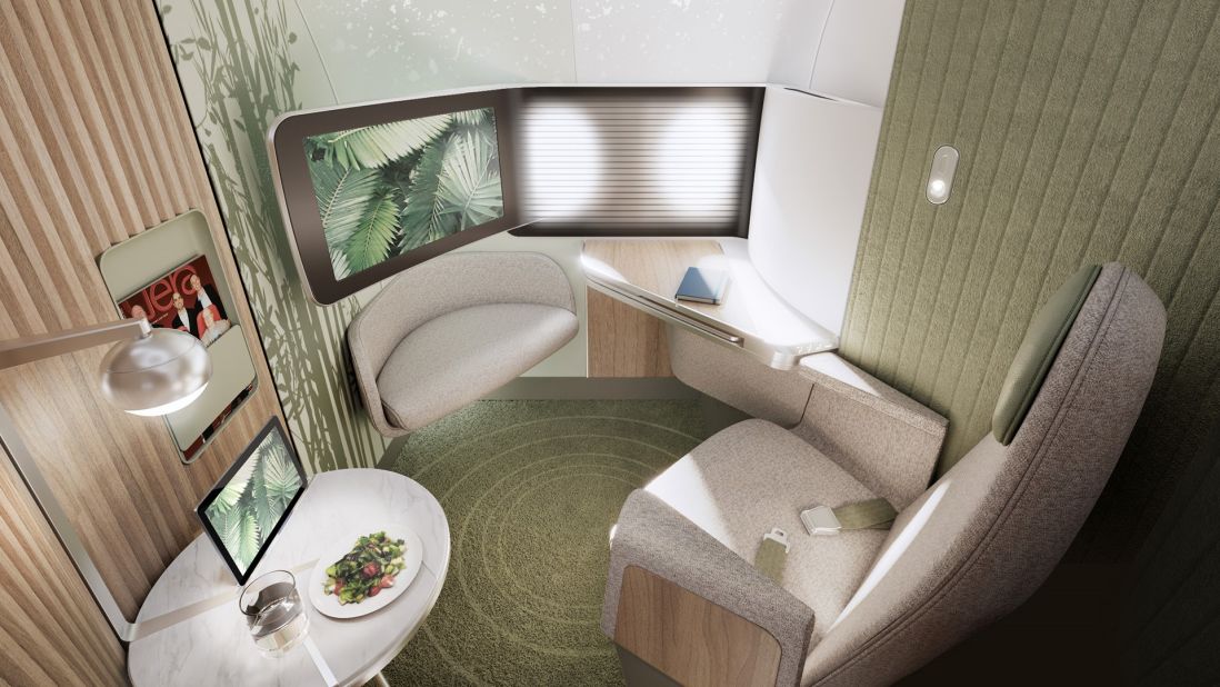 <strong>Winner Cabin Concepts -- Teague and NORDAM:</strong> Teague and NORDAM's Elevate cabin design visualizes a premium cabin filled with "floating" seats. 