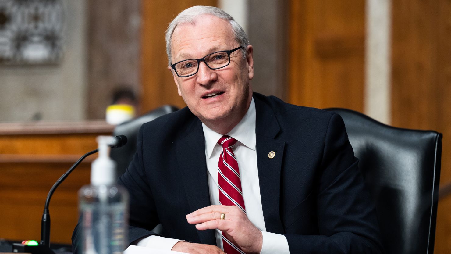 Sen. Kevin Cramer, a Republican from North Dakota, speaking at a Senate Armed Services Committee Hearing.