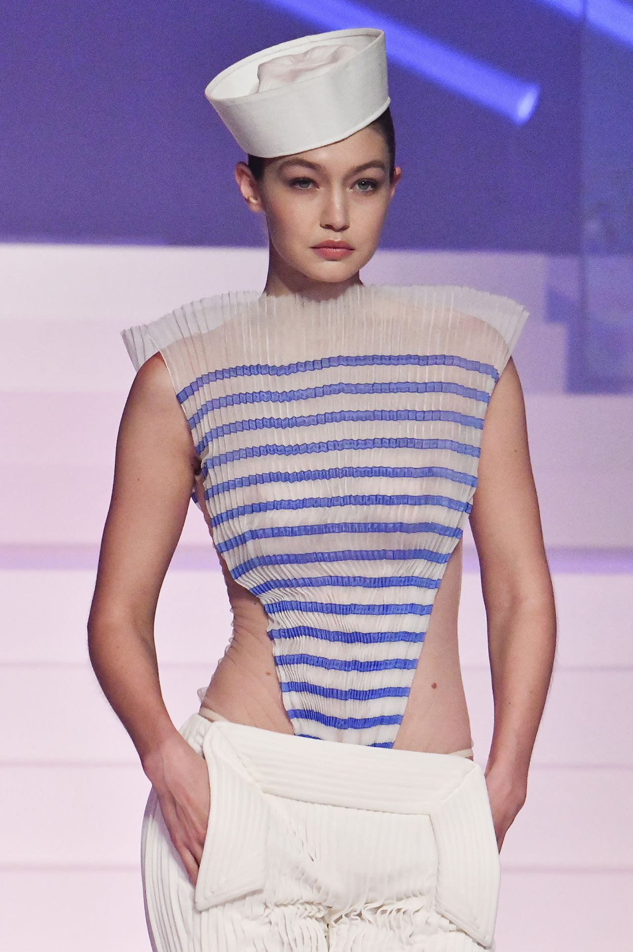 Gigi Hadid during the Jean-Paul Gaultier Haute Couture Spring/Summer 2020 fashion show.