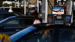 Drivers pump gasoline into vehicles as the price of regular gas reaches above $5.89 a gallon and premium fuel is priced over six dollars per gallon at a station outside a Costco Wholesale Corp. store on June 14, 2022 in Hawthorne, California.