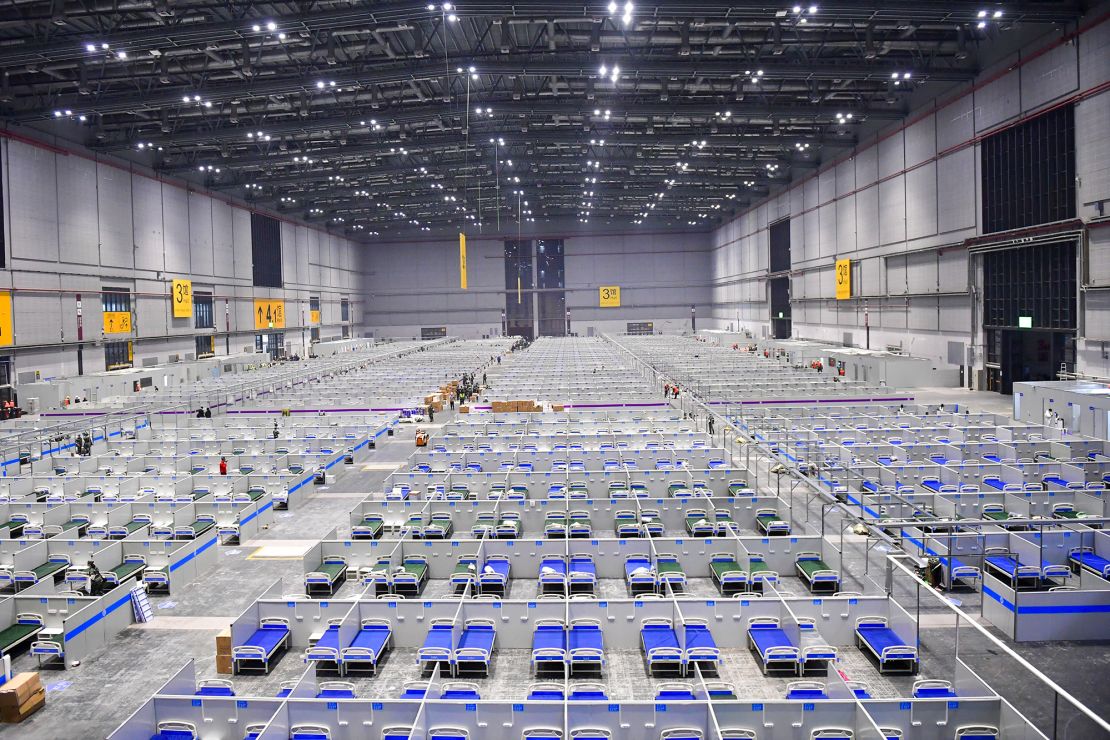 'A place where there is no darkness': Beds at the National Exhibition and Convention Center in Shanghai.