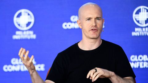 Coinbase CEO and Co-Founder Brian Armstrong speaks at the Milken Institute Global Conference on May 2, 2022 in Beverly Hills, California. 