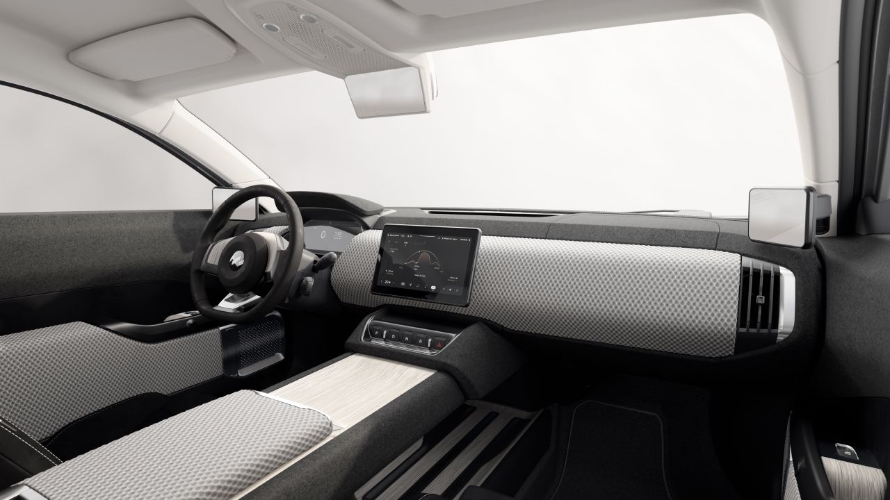A rendering of the interior of the car, which will be able to drive around 388 miles without stopping to recharge, and will have an additional range of up to 44 miles a day from the solar panels. 