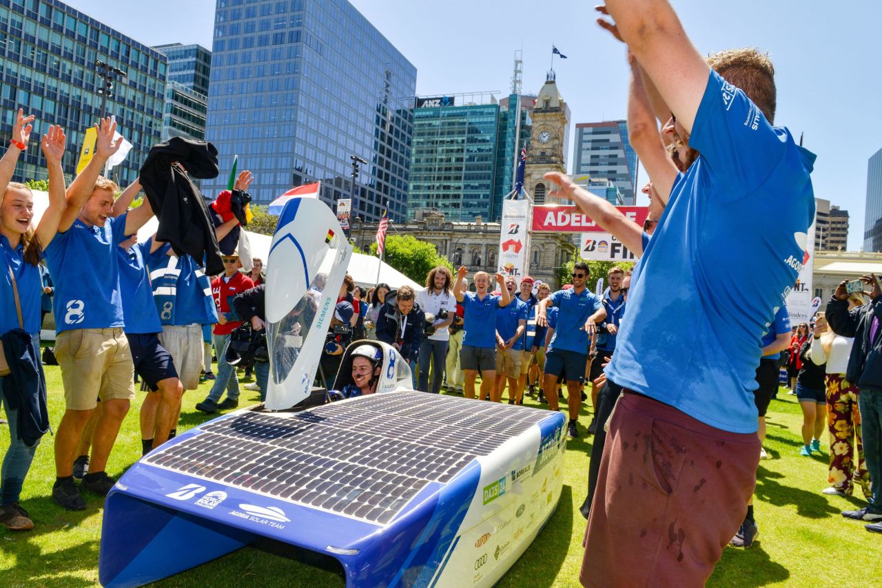 The 2019 World Solar Challenge, pictured, was won by Belgium Agoria Solar Team, a group of engineering students. In June 2022, the team said it set a new world record, driving 1,051 kilometers (653 miles) in 12 hours in a car powered entirely by the sun. 