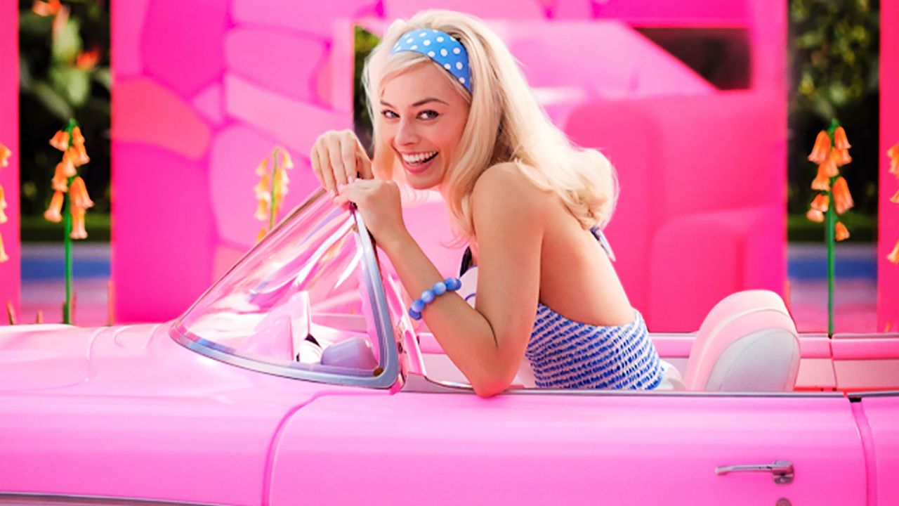 Margot Robbie's Barbie, notably pictured without her beau, Ken.