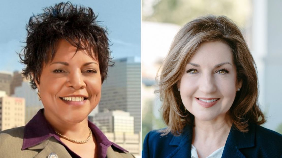 Connie Johnson, left, and Joy Hofmeister, right, are both running for governor in Oklahoma.