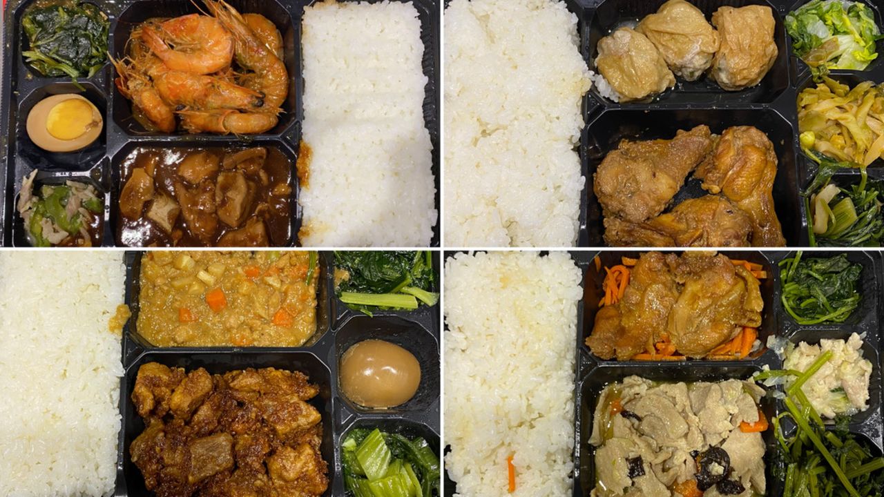 Meal boxes offered by the Shanghai Covid-19 quarantine site Serenitie Wang stayed at.