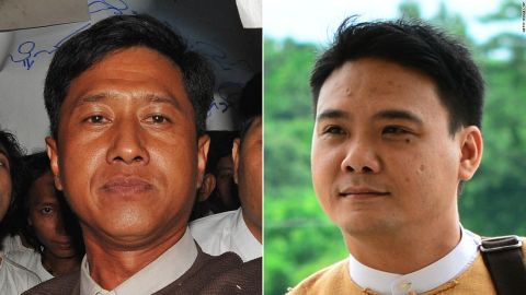 Prominent activist Kyaw Min Yu (Ko Jimmy), left, and former NLD lawmaker Phyo Zayar Thaw.