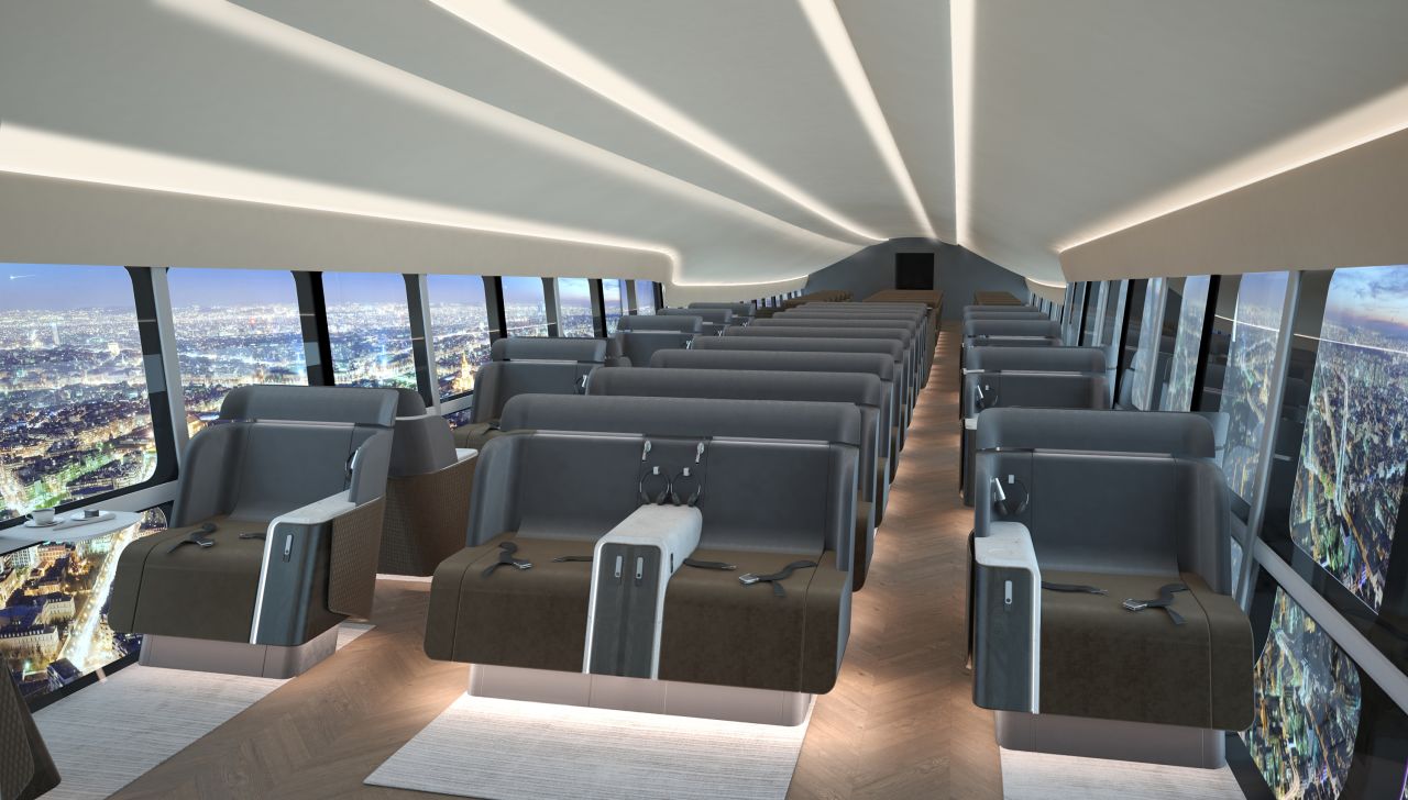 The cushy interiors are a step up from regular airline seats.
