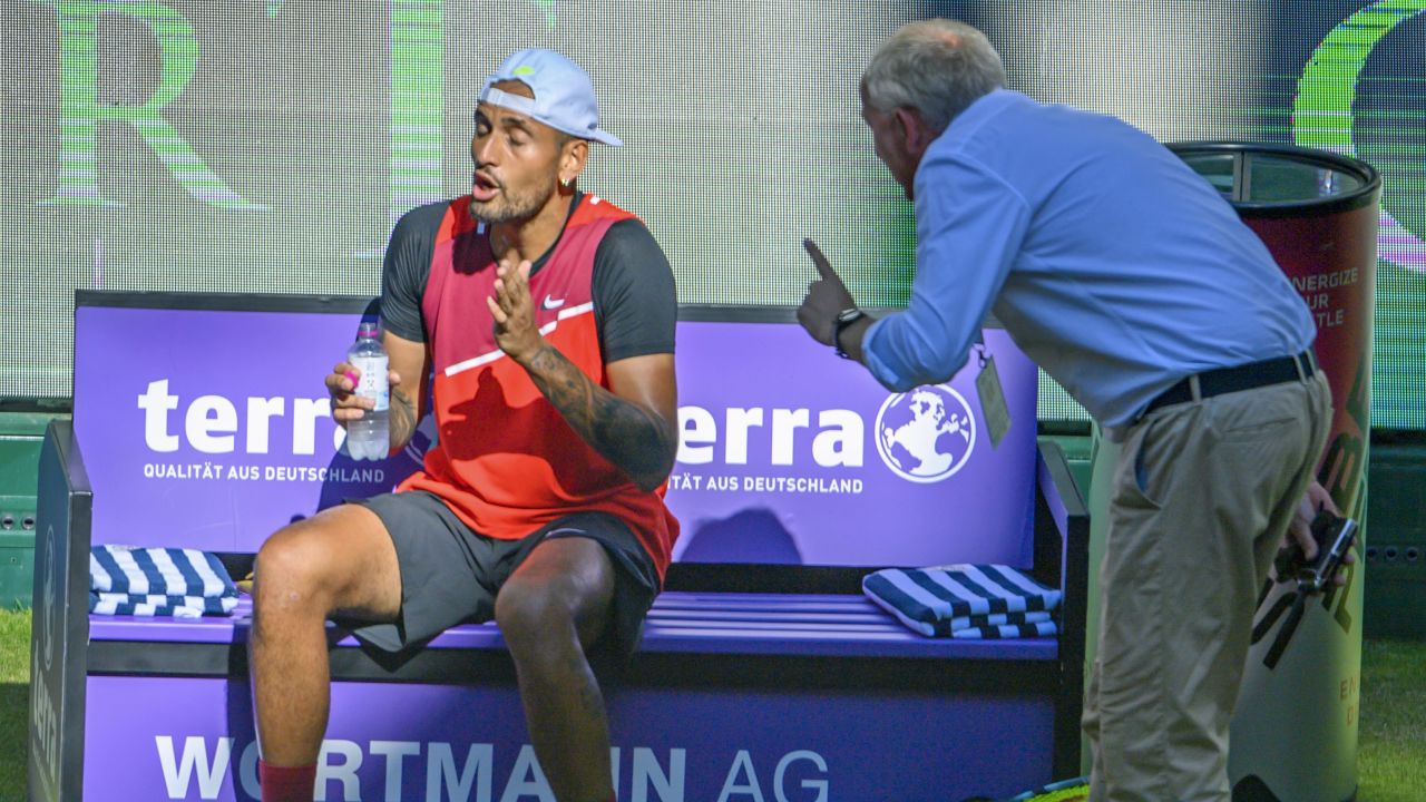 Nick Kyrgios argued with the chair umpire and the match supervisor. 