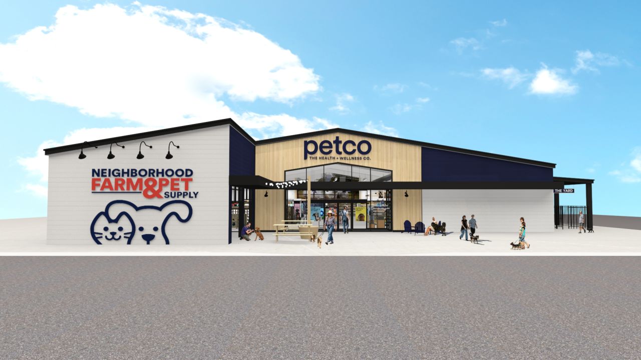 A rendering of the new Petco store in Floresville, Texas.