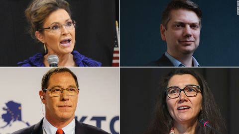 Clockwise from top left, Sarah Palin, Nick Begich III, Mary Peltola and Al Gross will face off in the special general election in August for Alaska's at-large US House seat. 