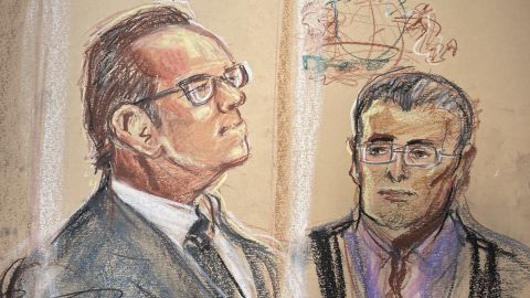 Uma pintura mostrando Spacey em um tribunal no centro de Londres na quinta-feira.