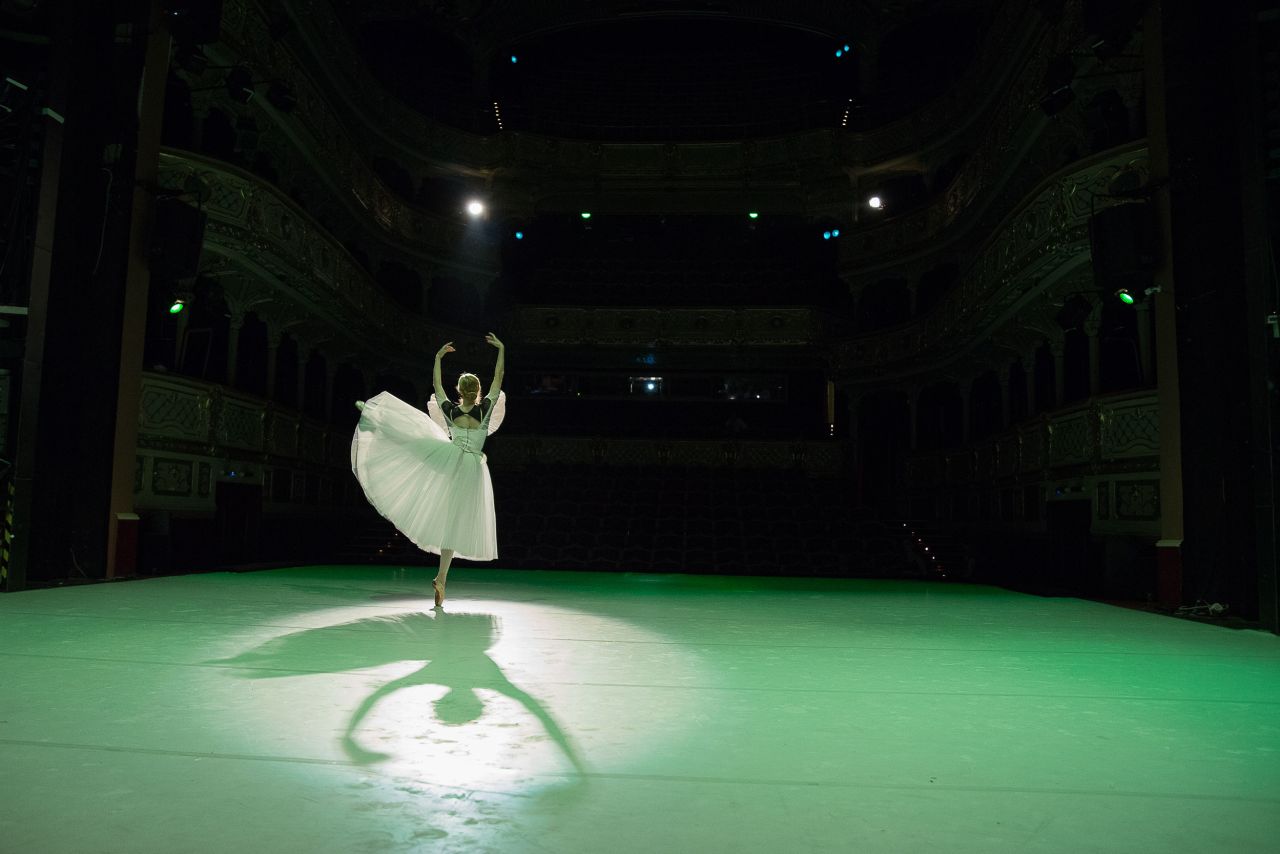 Oleksandra Panchenko, a dancer with the National Ballet of Ukraine, rehearses before a gala concert in Kosice, Slovakia, on Sunday, June 12.