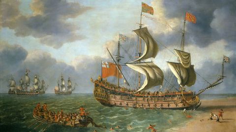Dutch painter Johan Danckerts depicted "The Wreck of the Gloucester off Yarmouth, May 6, 1682." 