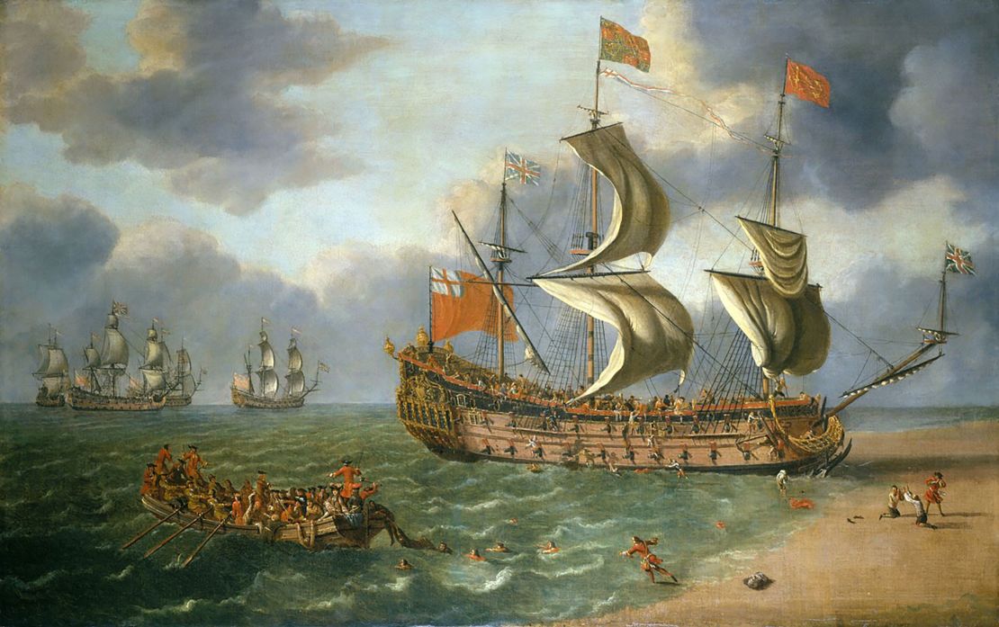 Dutch painter Johan Danckerts depicted "The Wreck of the Gloucester off Yarmouth, May 6, 1682." 