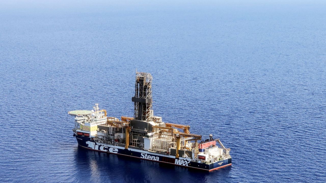 An Energean ship begins drilling at the Karish natural gas field in the eastern Mediterranean on May 9, 2022.
