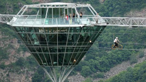 This 240-meter-long glass bridge, which features a "diamond shaped" bar, has opened over the Dashbashi Canyon in Georgia, around two hours drive from capital city Tbilisi.
