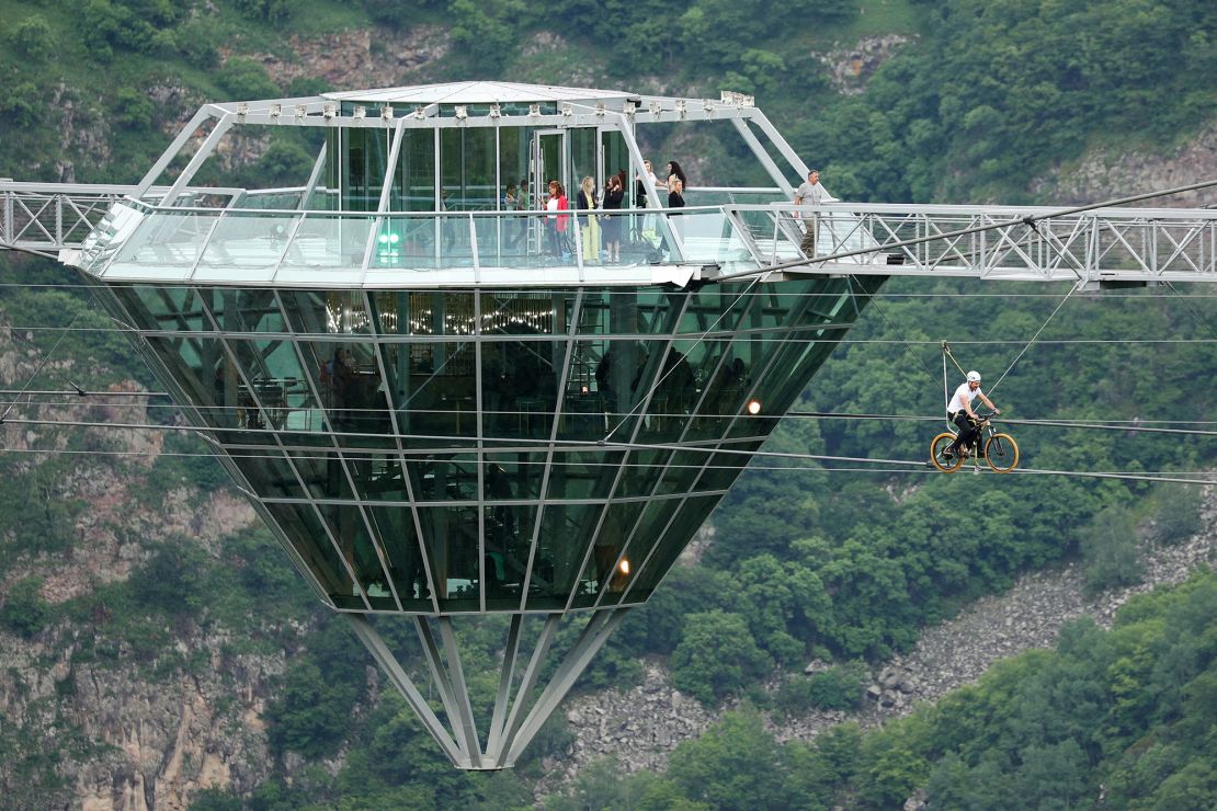 This 240-meter-long glass bridge, which features a "diamond shaped" bar, has opened over the Dashbashi Canyon in Georgia, around two hours drive from capital city Tbilisi.