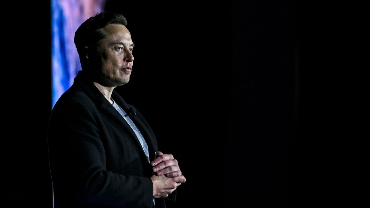 SpaceX CEO Elon Musk provides an update on the development of the Starship spacecraft and Super Heavy rocket at the company's Launch facility in Boca Chica, south Texas, on February 10.