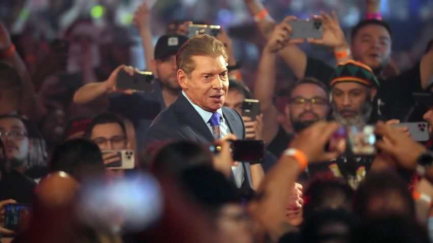 WWE owner Vince McMahon enters the arena during WrestleMania at AT&T Stadium on Apr 3, 2022 in Arlington, TX.  