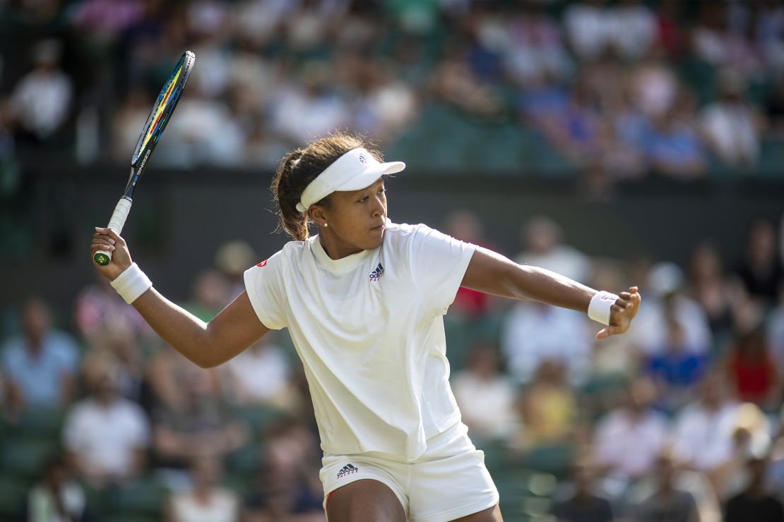 Osaka playing at Wimbledon in 2018.