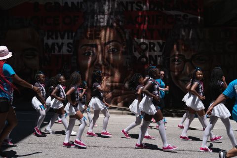 Dancers perform in the Juneteenth Atlanta Black History parade on Saturday.