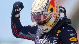 Red Bull Racing's Dutch driver Max Verstappen celebrates after winning the Canada Formula 1 Grand Prix on June 19, 2022, at Circuit Gilles-Villeneuve in Montreal. 