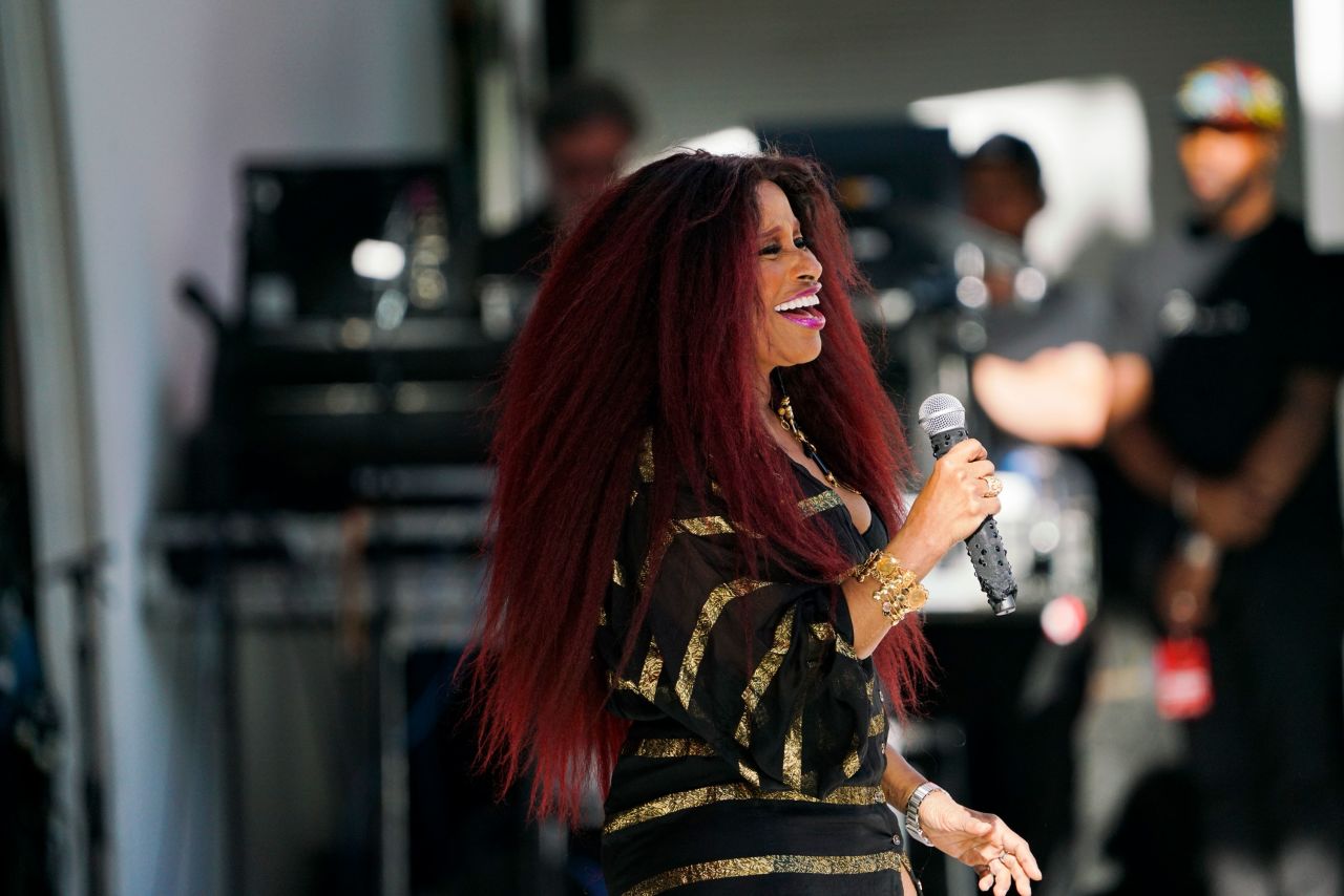 Chaka Khan performs during the Juneteenth celebration at the Hollywood Bowl in Los Angeles on Sunday.