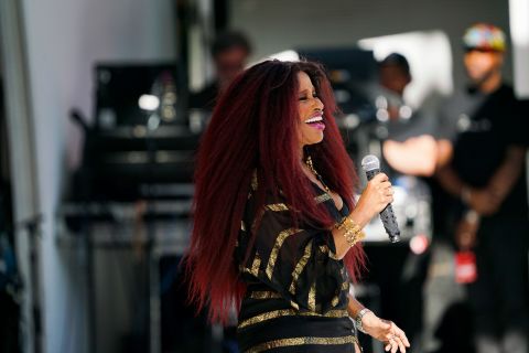 Chaka Khan performs during the Juneteenth celebration at the Hollywood Bowl in Los Angeles on Sunday.