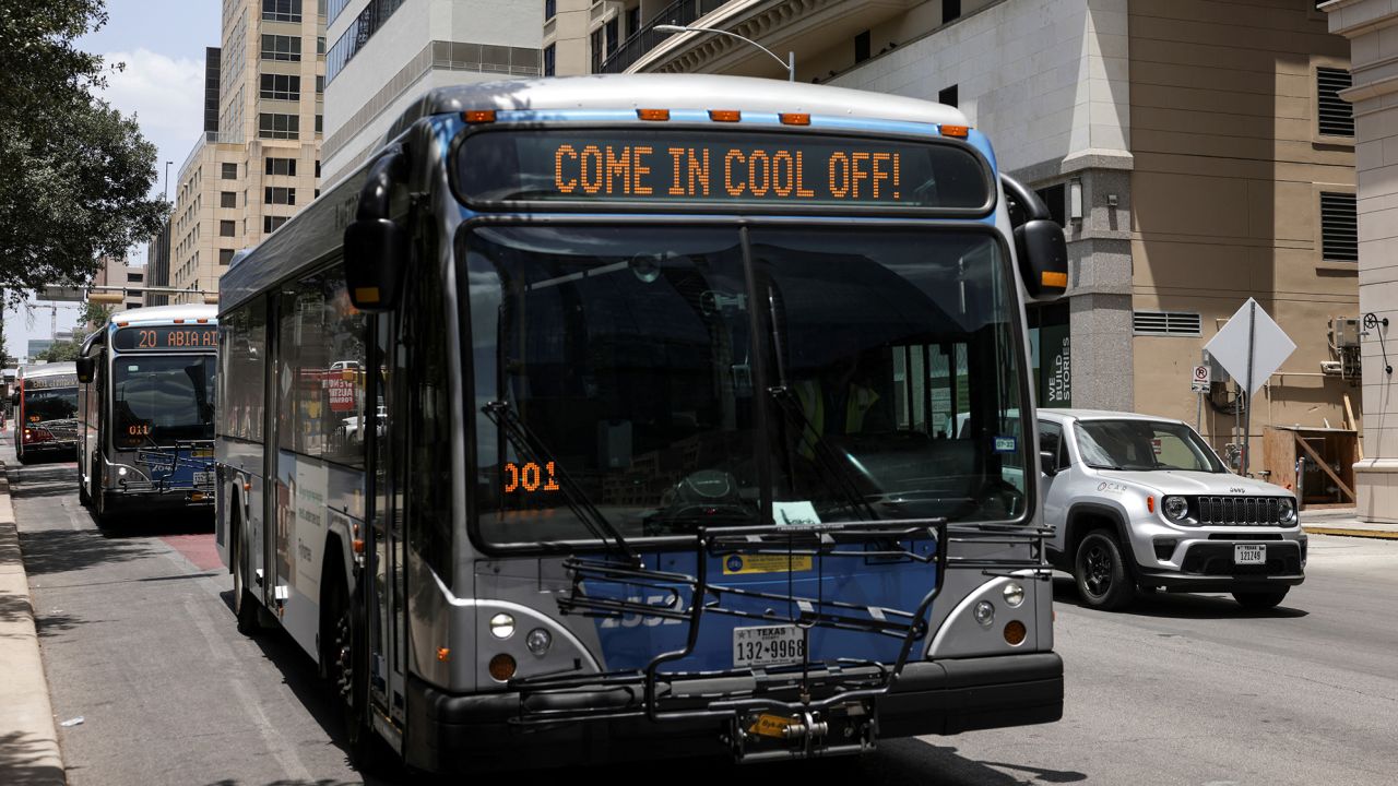 Austin CapMetro buses offer free rides allowing passengers a space to cool off as extreme heat hits Austin, Texas, on June 17, 2022.  