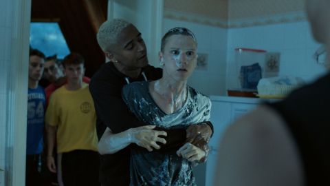 In one scene, the fictional Bengtsson's teammates pin him to the floor and pour a bottle of milk over him.