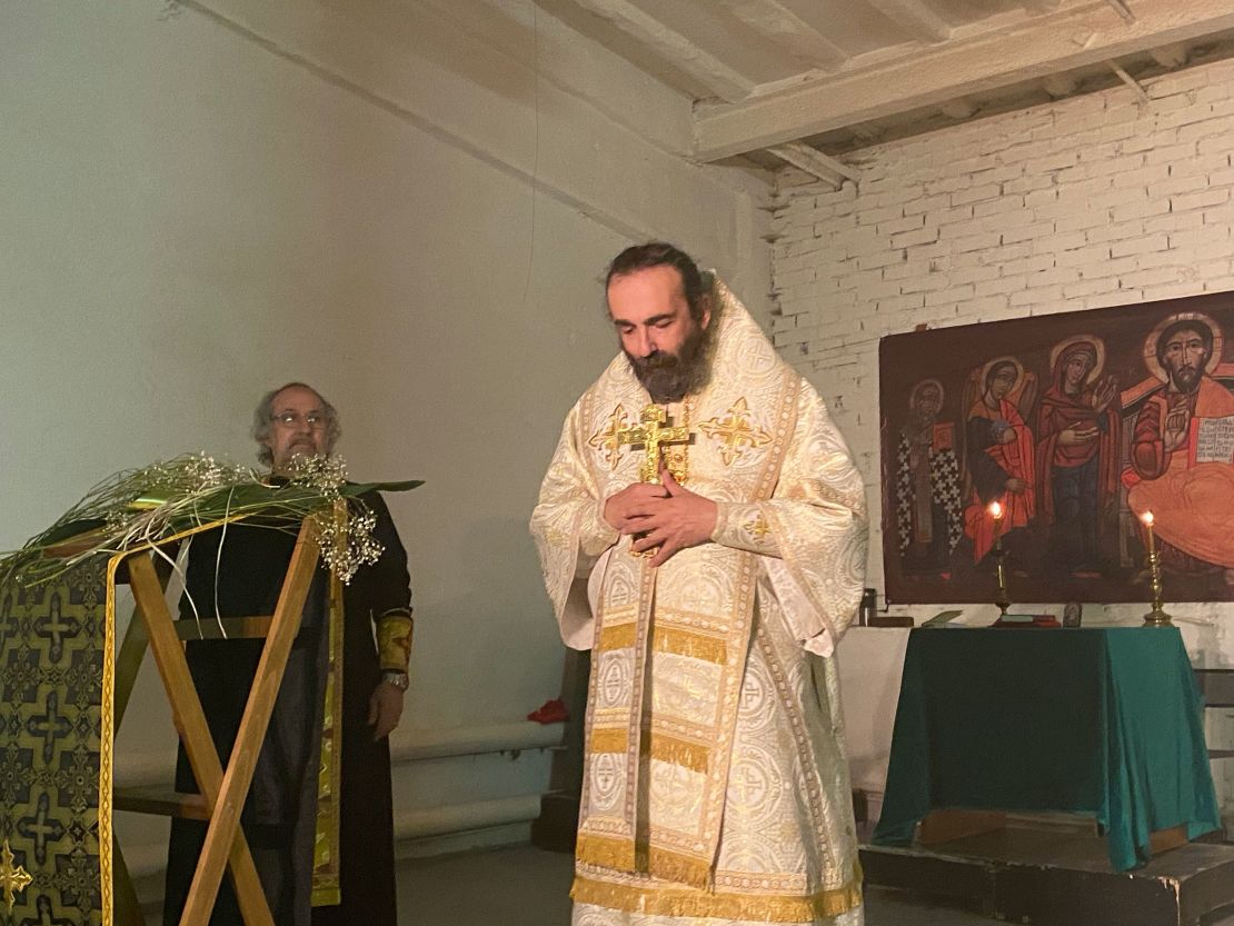 Mikhnov-Vaytenko leads a Sunday service for his congregation in the  Apostolic Orthodox Church.