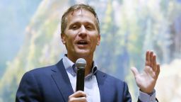Former Missouri Gov. Eric Greitens, speaks at the Taney County Lincoln Day event at the Chateau on the Lake in Branson, Mo., April 17, 2021.