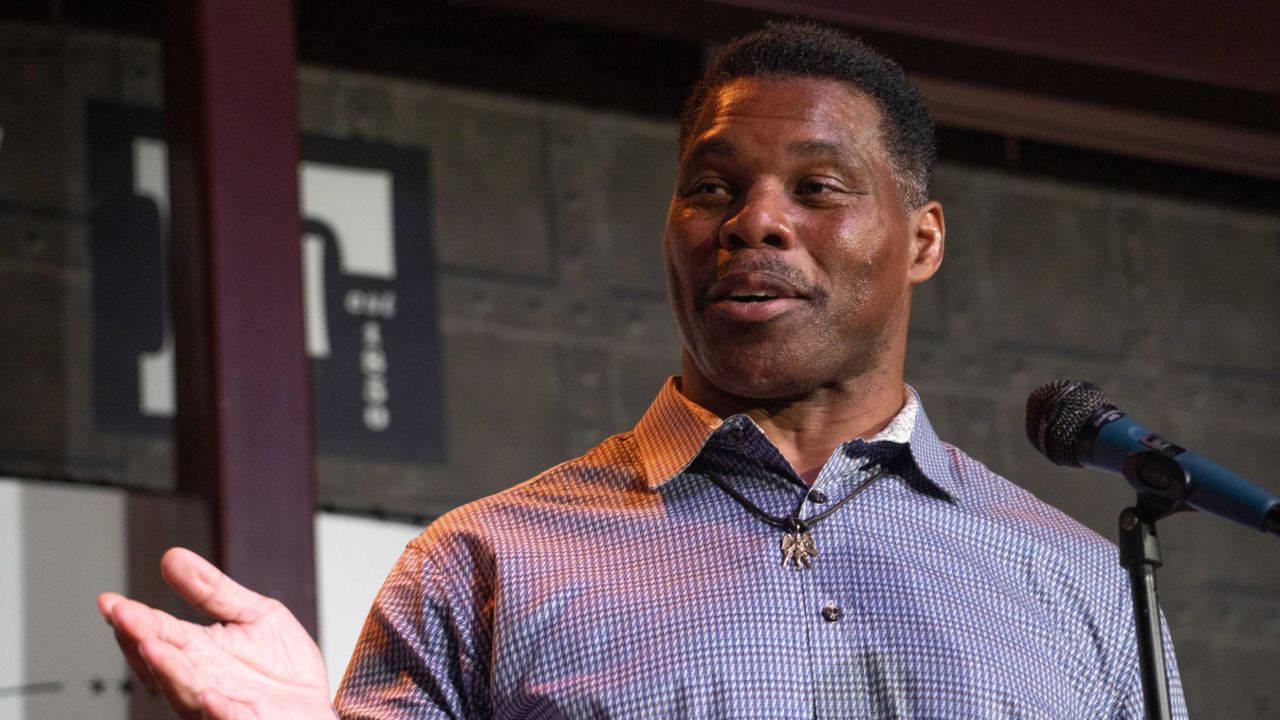 Heisman Trophy winner and Republican candidate for US Senate Herschel Walker speaks at a rally on May 23, 2022 in Athens, Georgia.