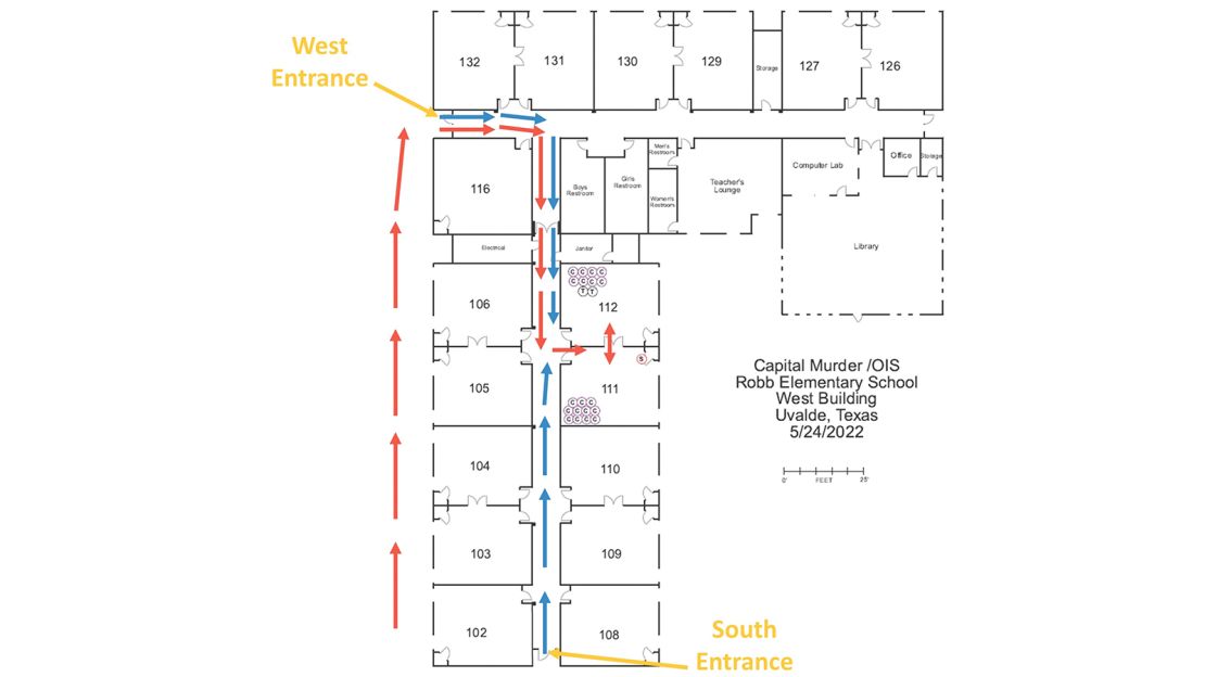 The Texas Department of Public Safety director used this diagram to show the suspect's movements inside the school.