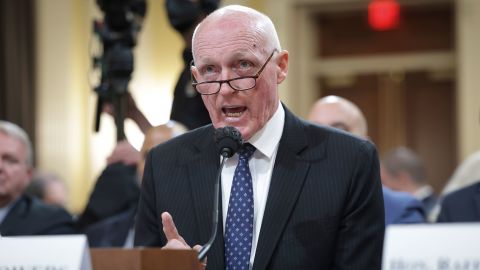 Rusty Bowers, Arizona House Speaker, testifies during Tuesday's hearing on the January 6th investigation in the Cannon House Office Buildingin Washington, DC.